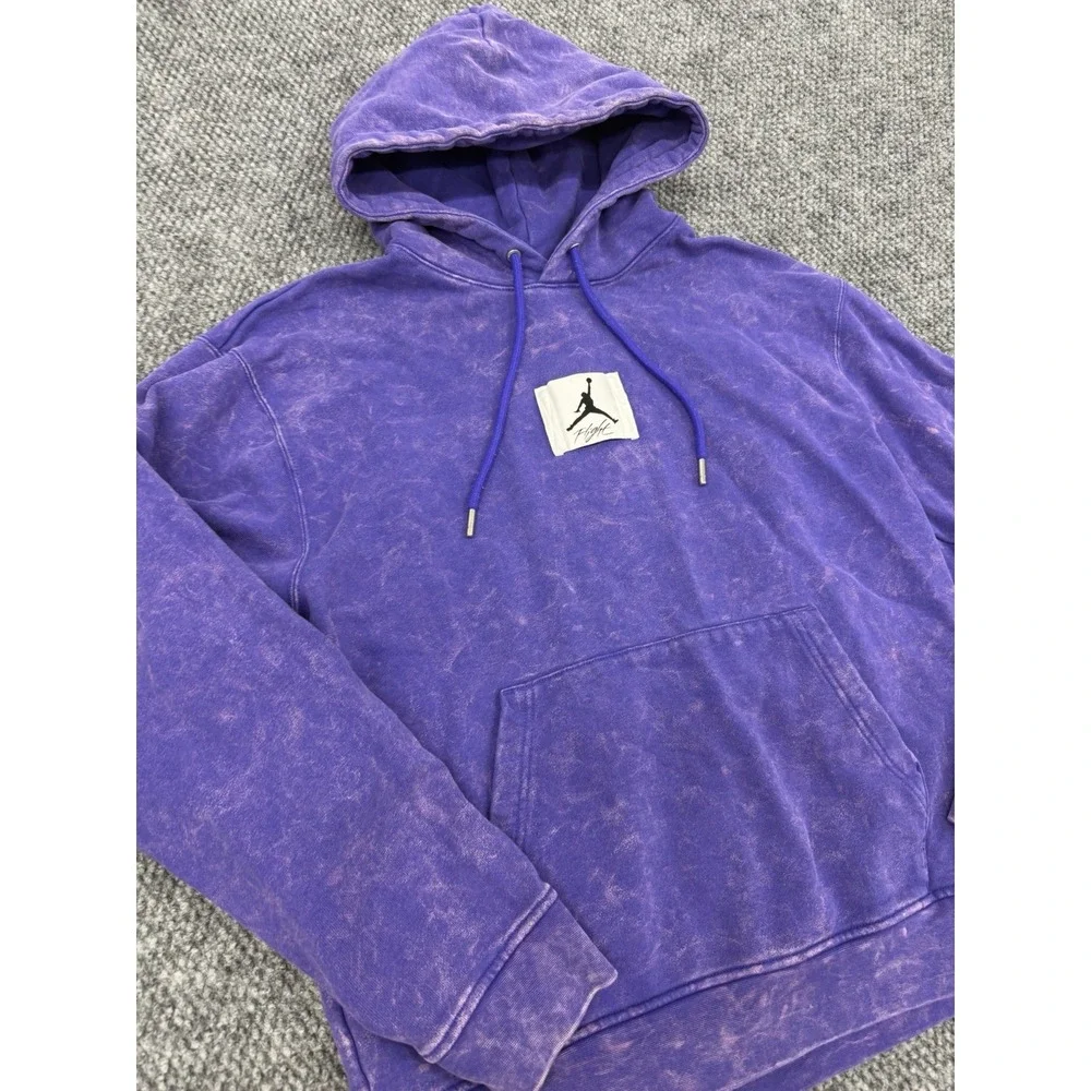 Jordan Nike Flight Fleece Pullover Hoodie Men's S Purple Acid Wash French Terry